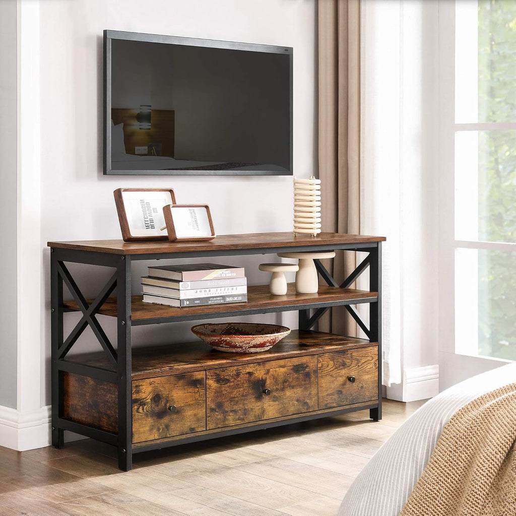 Rustic TV Stand with Storage Shelves Q7963
