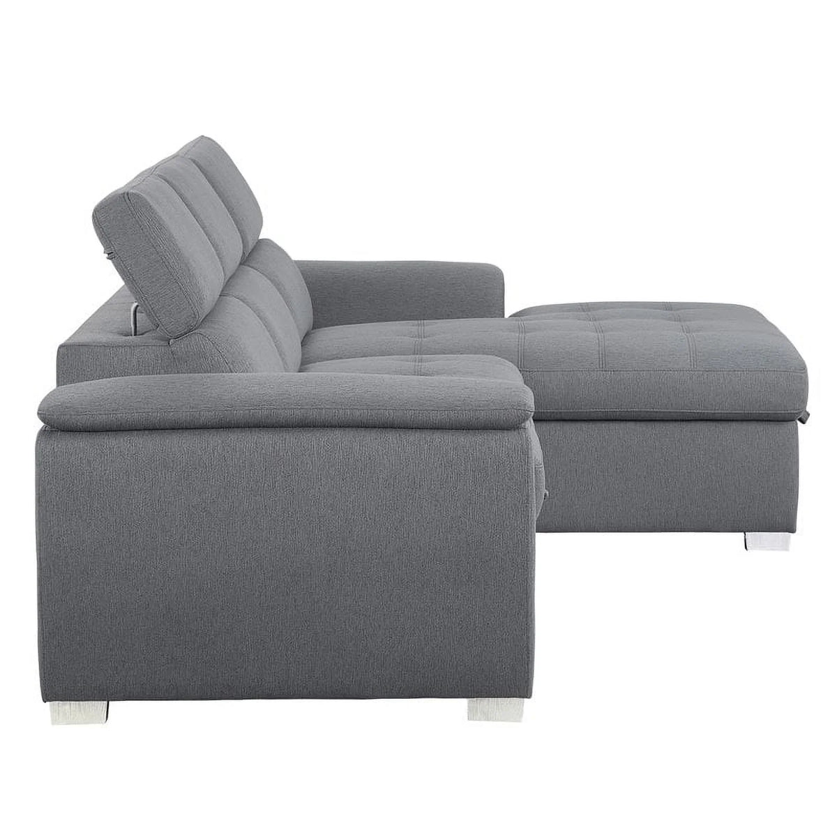 Gray 2-Piece Fabric Sectional with Pull-Out Bed N3457