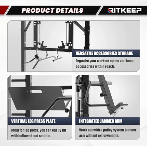 Smith Machine with Adjustable Weight Bench and Pulley System R2326
