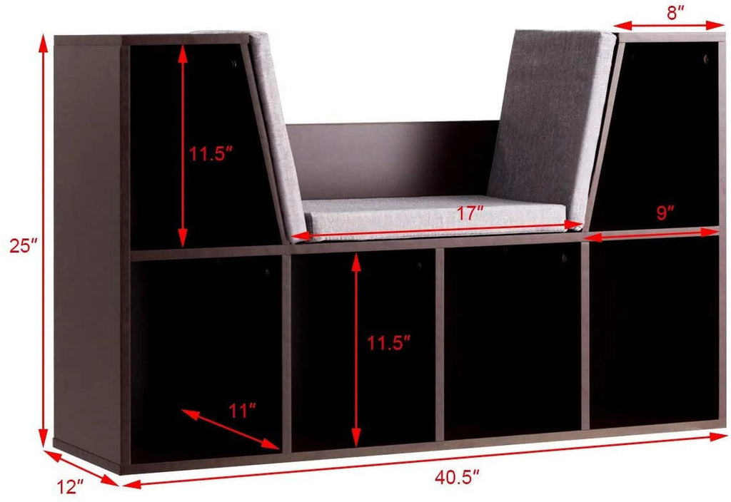 Kids Bookcase with Cushioned Reading Nook L6601