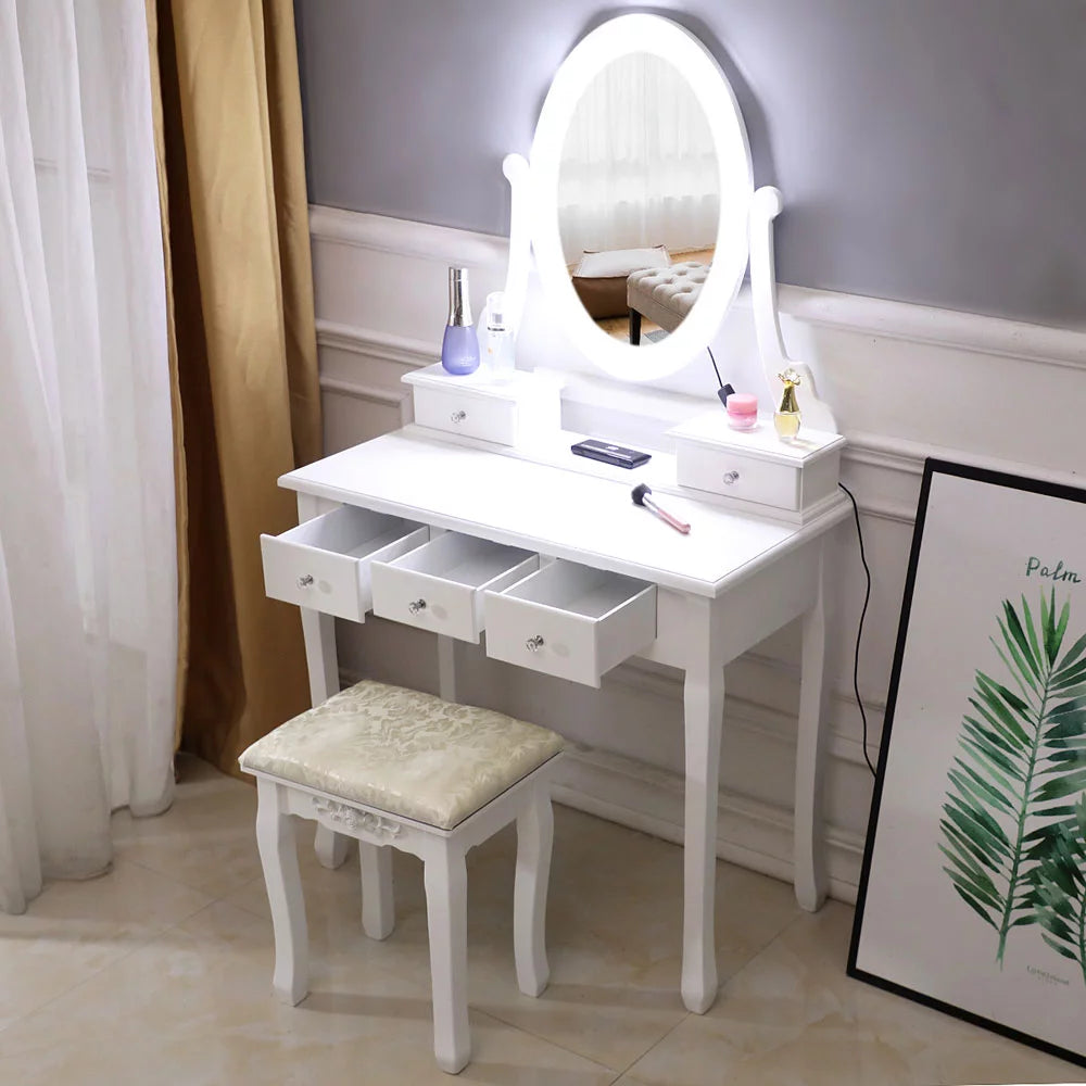 White 5 Drawer Dressing Table A9878