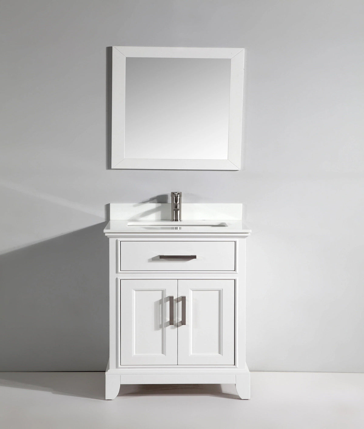 30 in. Single Sink White Vanity & Mirror Q164