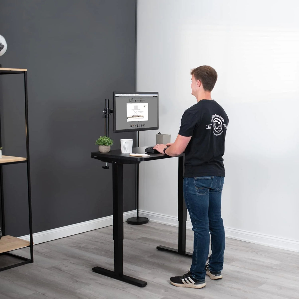 Manual Height Adjustable 36 X 24 Inch Black Standing Desk C64050