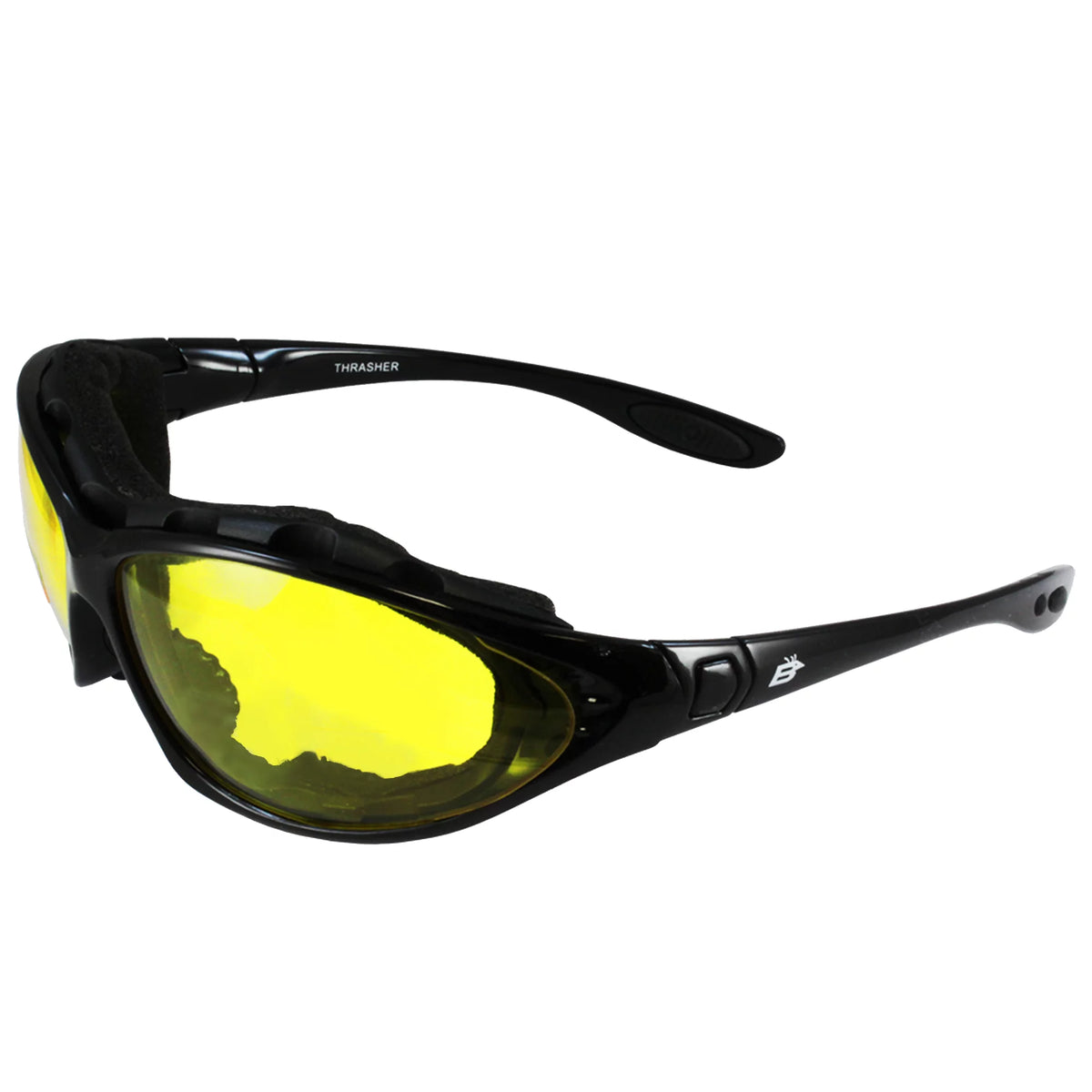 2 Pairs Padded Motorcycle Glasses Convertible to Goggles Shatterproof UV400 Black P4701