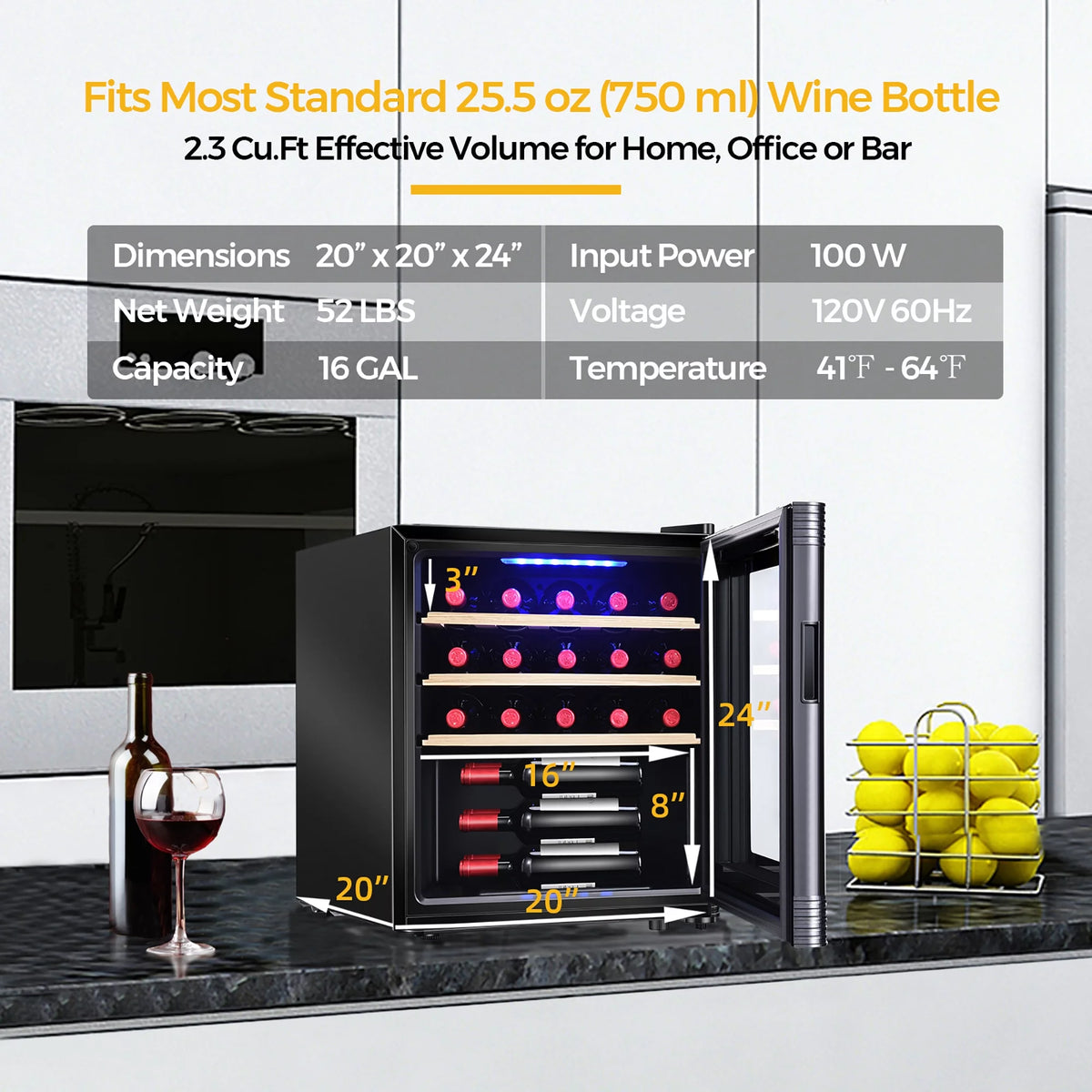 21 Bottle Compressor Wine Cooler Refrigerator Black Y638