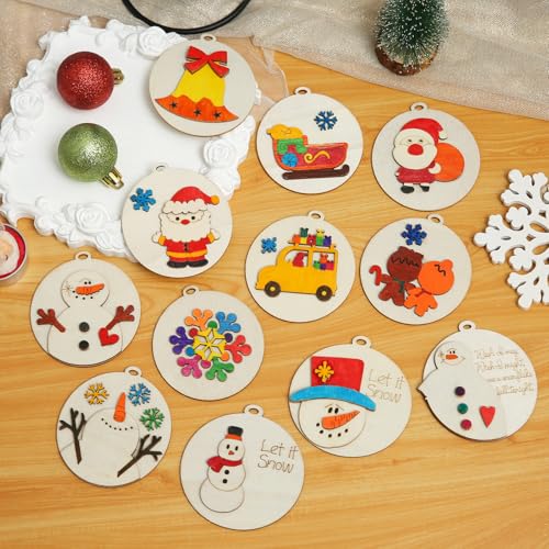 24 Pcs DIY Wooden Christmas Ornaments Painting Kit G32586