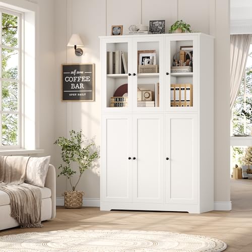 Grey 69" Tall Bookshelf with Storage Cabinet H7146