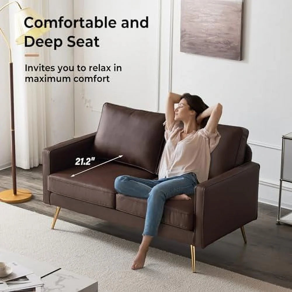 PU Leather Accent Chair with Golden Metal Legs X78578
