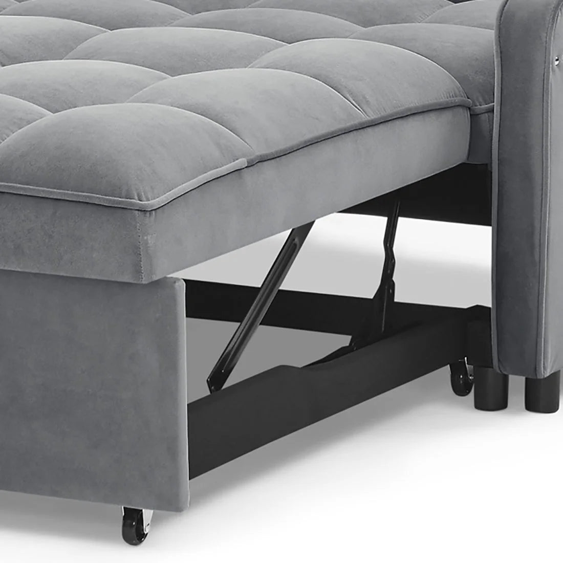 Grey Velvet 2-Seater Sofa Bed D9169