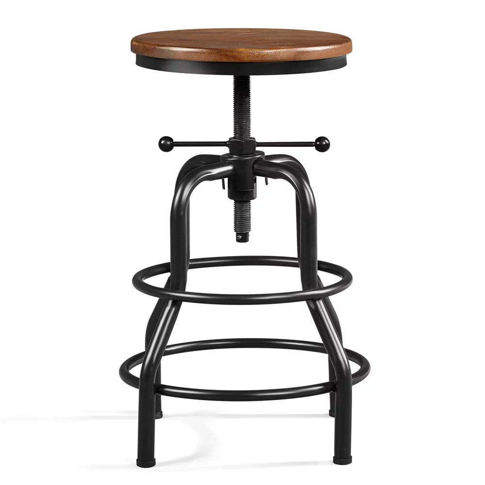 Round Wood Metal Bar Stool H609