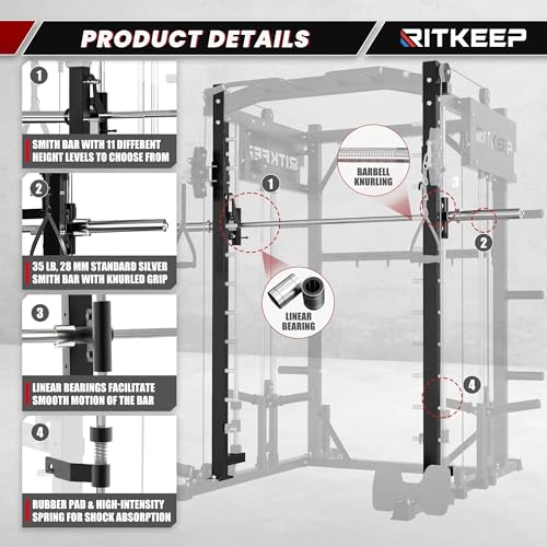 Smith Machine with Adjustable Weight Bench and Pulley System R2326