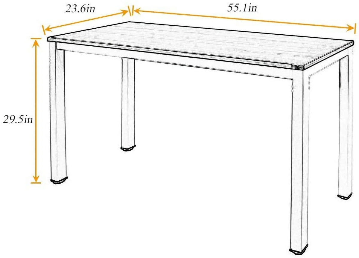 55 inch Teak Black Wood Office Desk with Metal Frame P8290