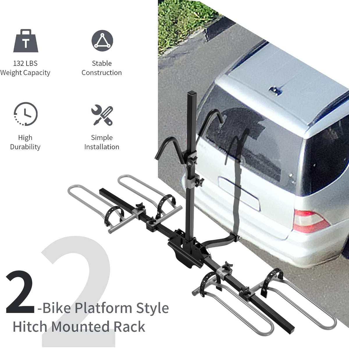 Folding 2-Bike Hitch Mount Bike Rack T970824