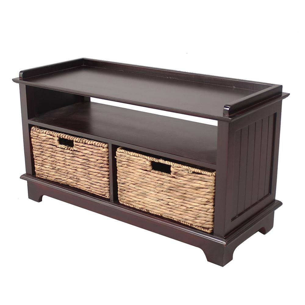 Black Wood Entertainment Cabinet with 2 Storage Baskets E58954