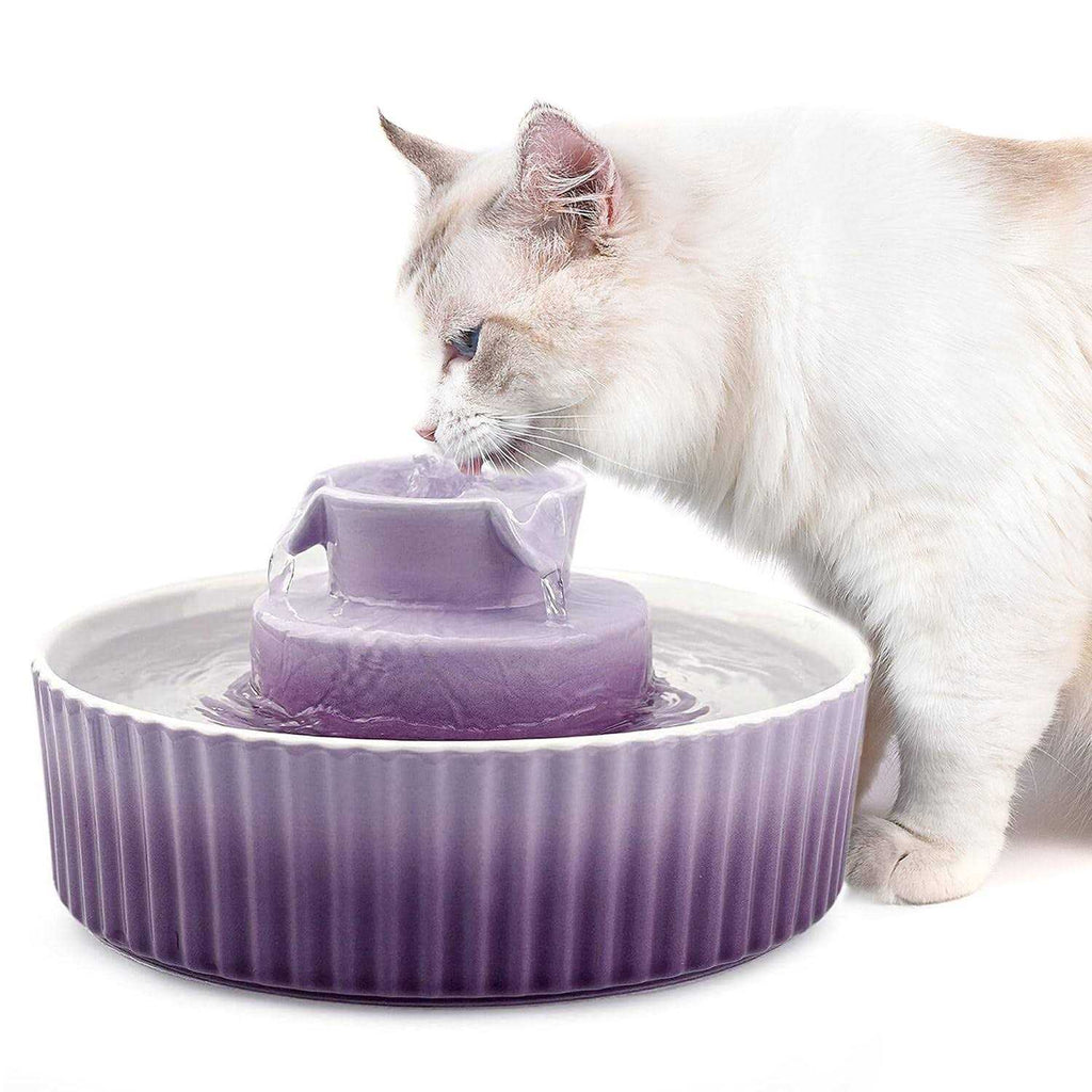 Ceramic Cat Water Fountain, 2.1 L Drinking Fountain Bowl Q345