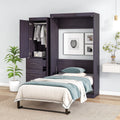Twin Size Murphy Bed with Wardrobe and Drawers Y542315