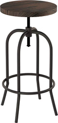 Swivel Adjustable Backless Bar or Counter Height Metal Stool with Elm Wood Seat J2864