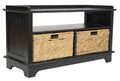 Black Wood Entertainment Cabinet with 2 Storage Baskets E58954