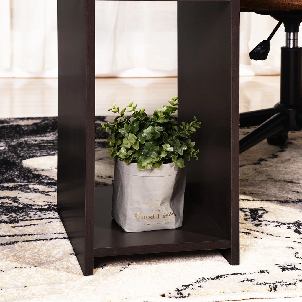 Brown L-Shaped Corner Desk with 2 Shelves T574515