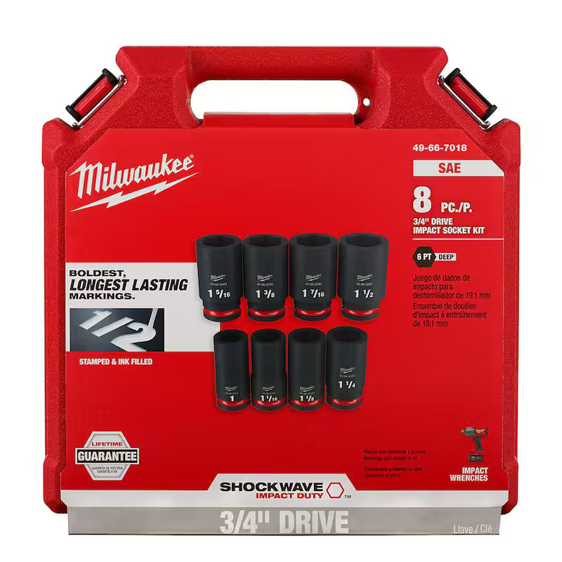 3/4 in. Drive SAE Deep Well Impact Socket Set (8-Piece) C86266