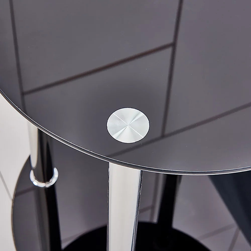 2-Tier Glass Top Chrome Finish Round End Table E8808