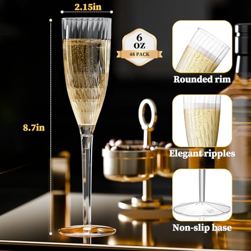 16 Pack 6oz Clear Champagne Flutes O20662