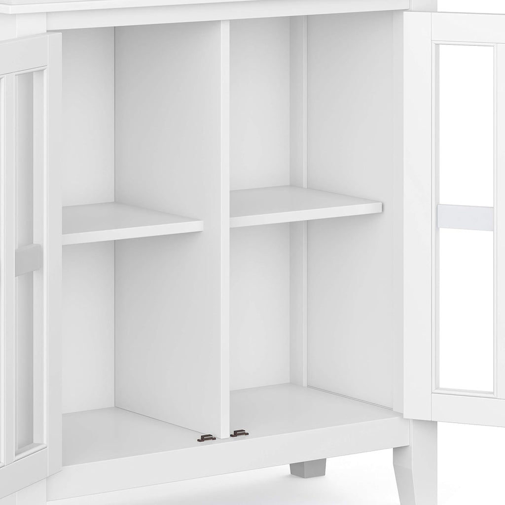 White 30 inch Low Storage Cabinet with 2 Glass Doors Y391