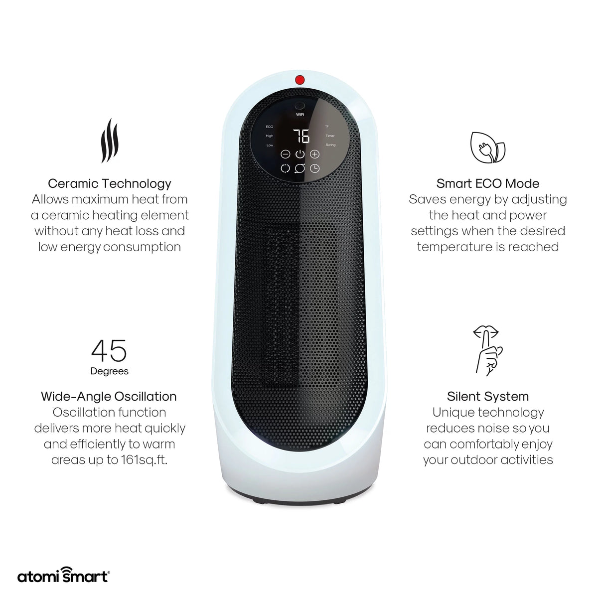 1500W Oscillating Ceramic Tabletop Space Heater O3603
