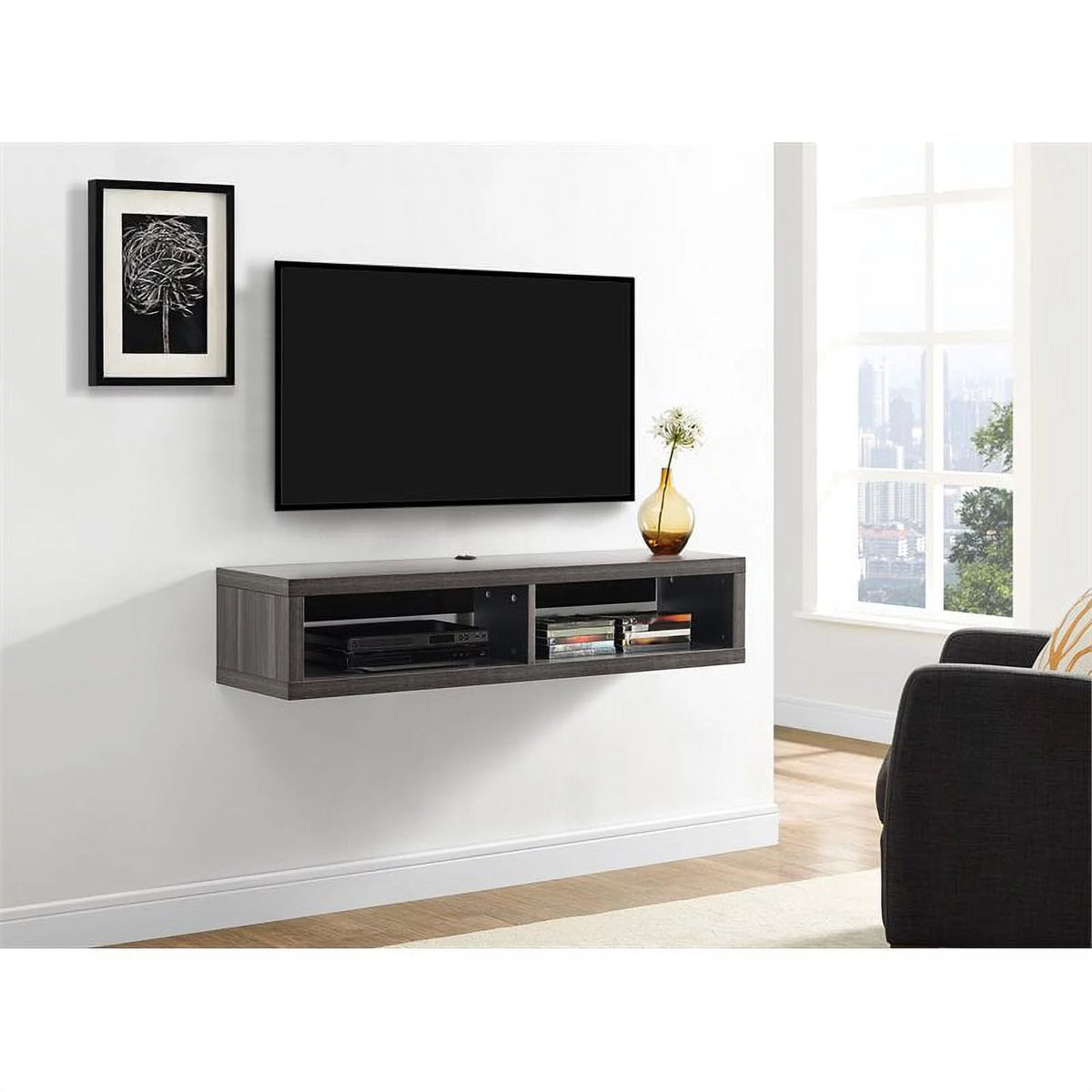 48" Gray Wall Mounted Media Console R8322