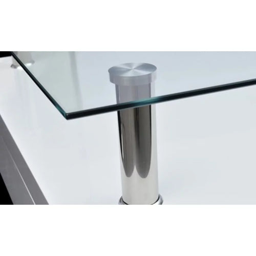 2-Tier High Gloss Coffee Table with Tempered Glass Top White M49380