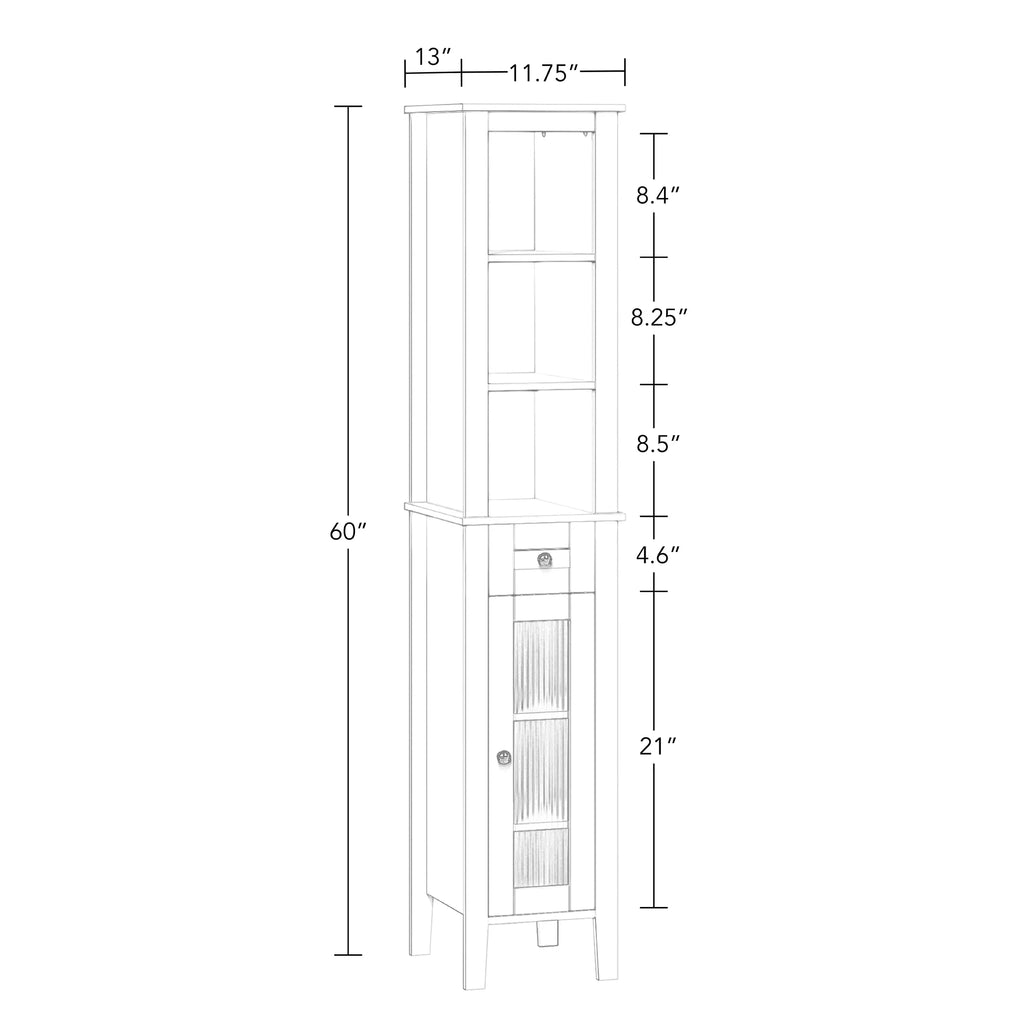 Slim Tall White Wood Cabinet W392