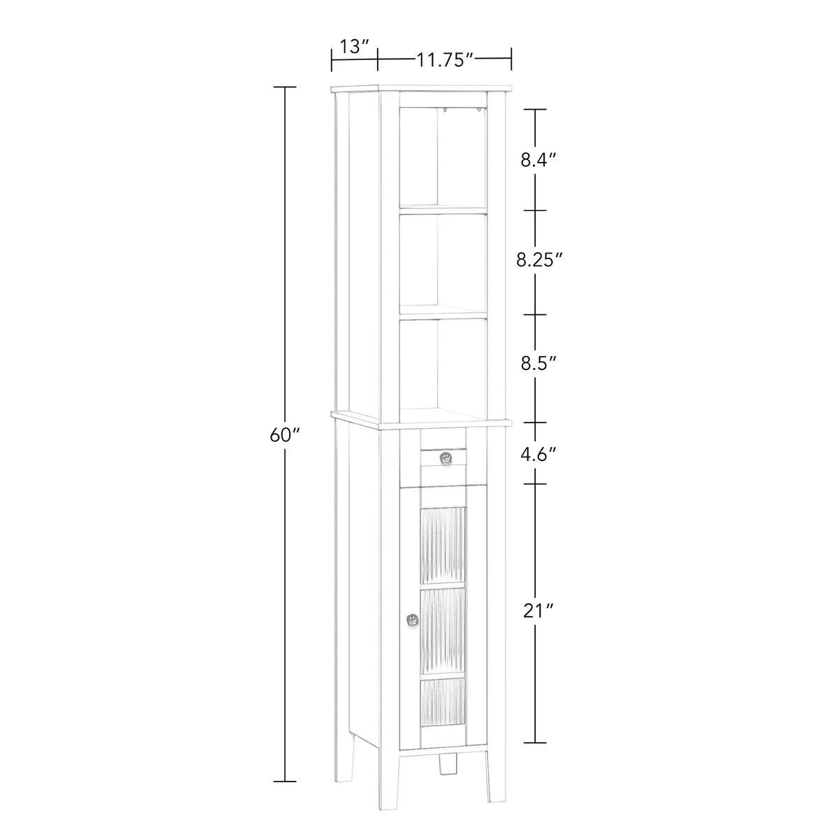 Slim Tall White Wood Cabinet W392