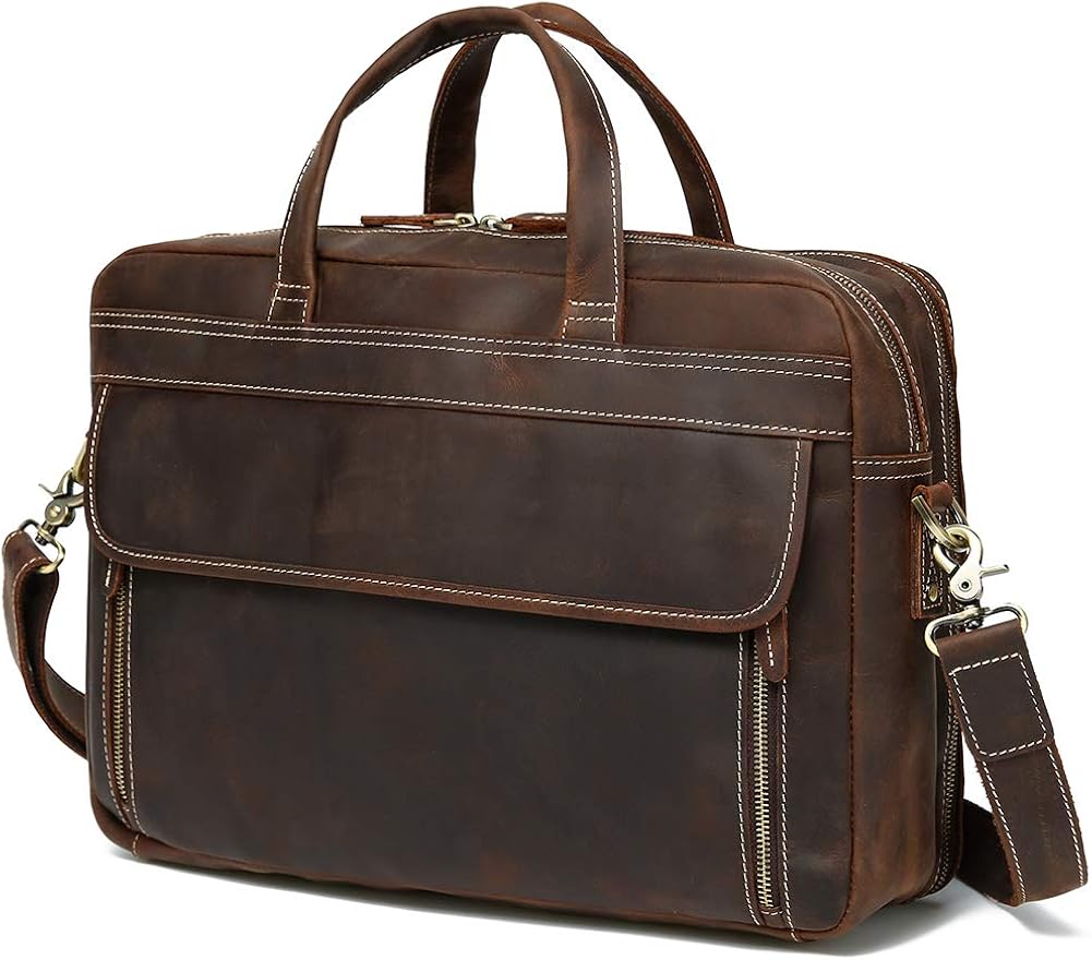 Vintage Genuine Leather 17 inch Laptop Briefcase E9803