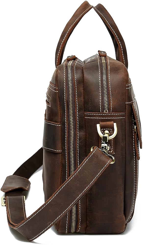 Vintage Genuine Leather 17 inch Laptop Briefcase E9803