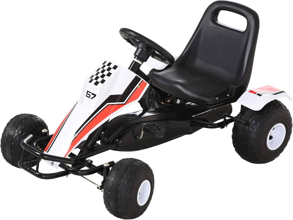 Pedal Go Kart Ride on Car with Adjustable Seat, Plastic Wheels, Handbrake and Shift Lever, Black B5193