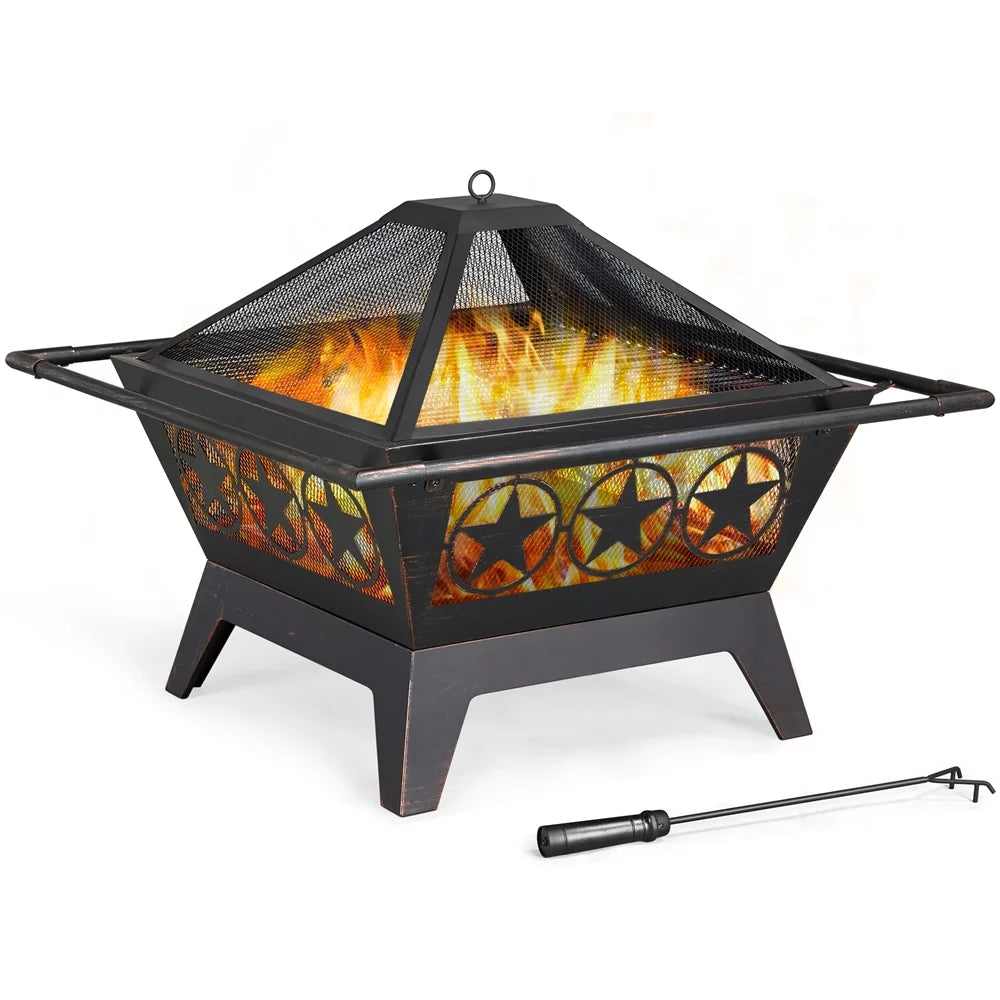 32 Iron Fire Pit with Mesh Cover H319