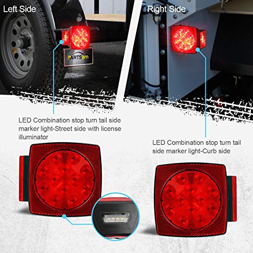 12V Submersible Red White LED Trailer Light X37068
