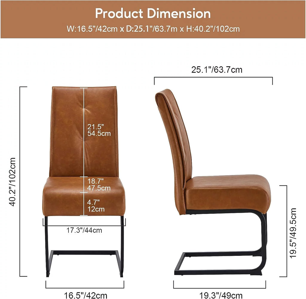 High Back Dining Chairs Set of 2 Brown V5449