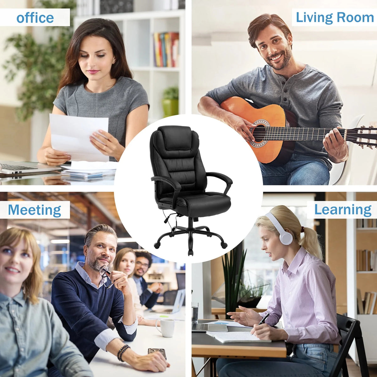 500 lbs Capacity Leather Ergonomic Office Chair F501