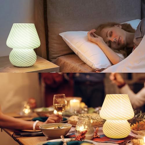 Mushroom Small Bedside Table Lamp with 3 Temperature LED Bulb P747