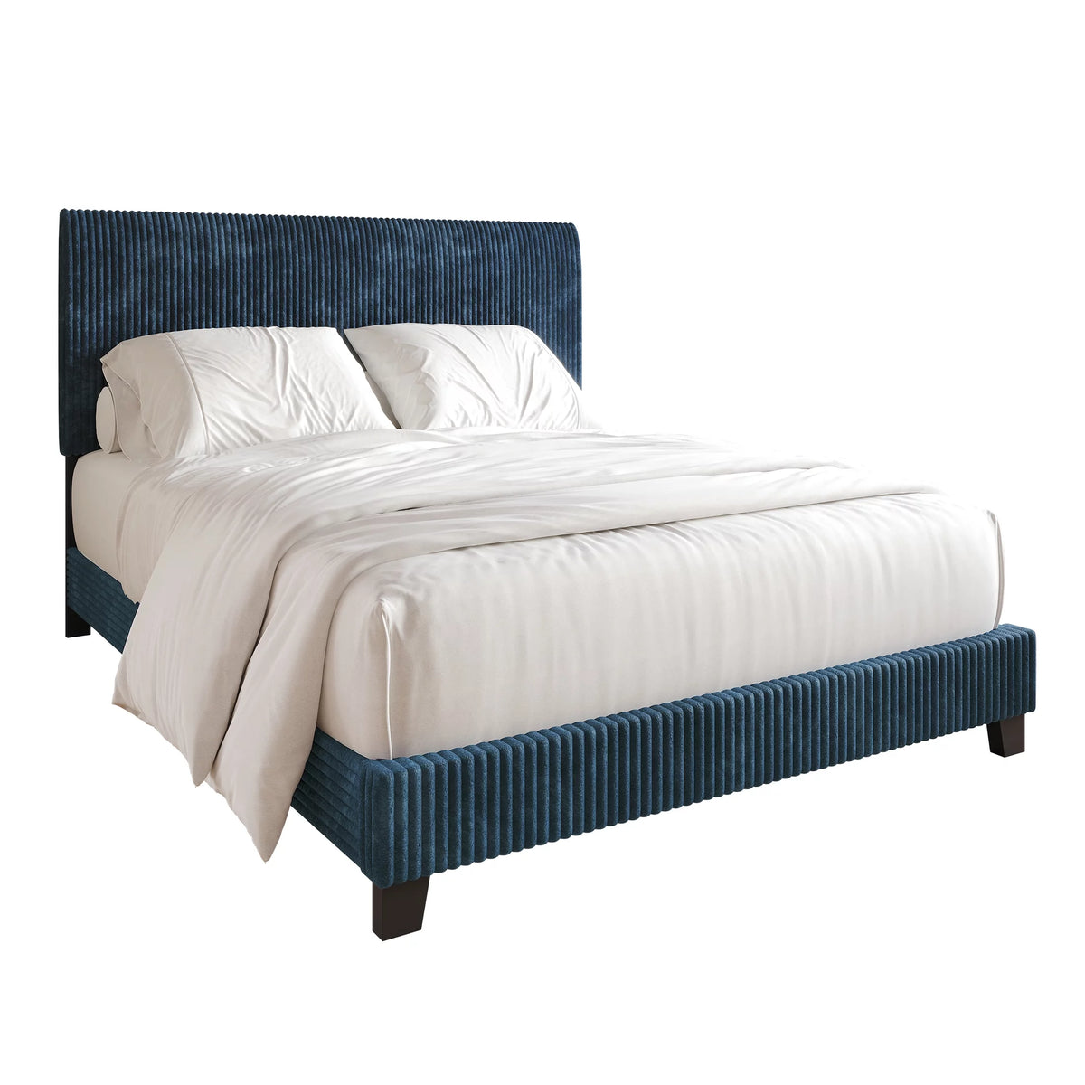 Black Velvet Upholstered Full Bed W7338