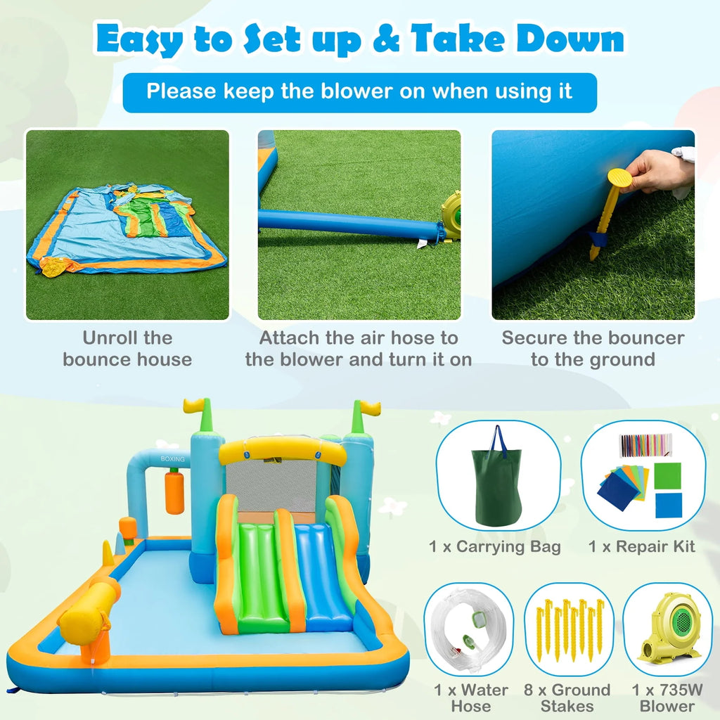 Inflatable Water Slide Park with Double Slides Splash Pool G16858
