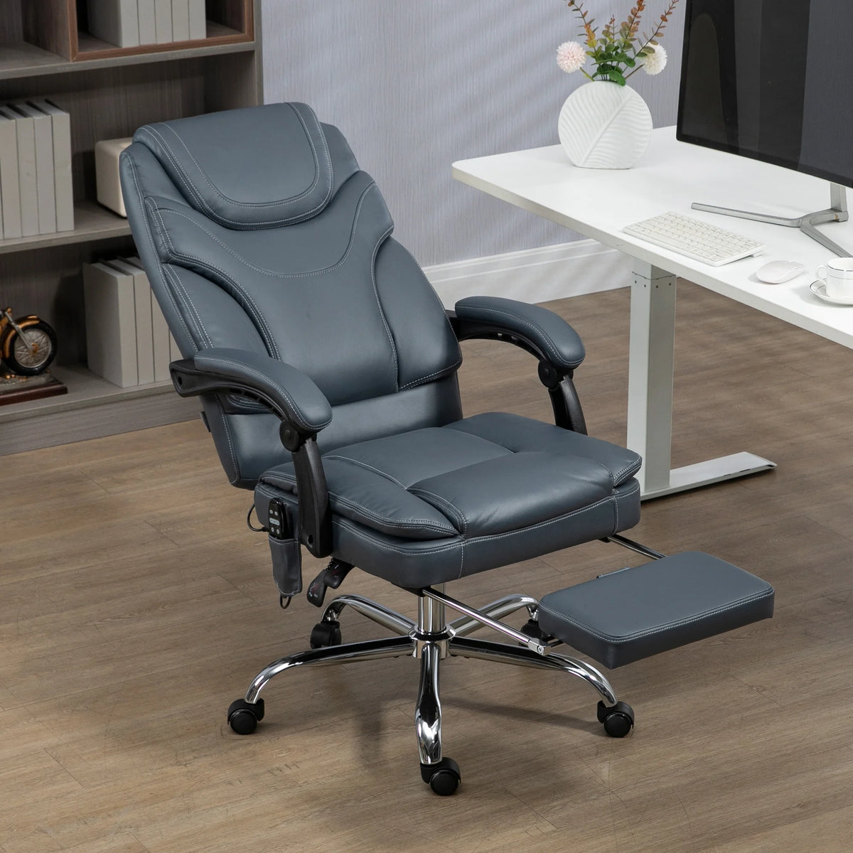 Gray PU Leather Massage Office Chair with Heat E6313