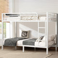 Twin XL Over Twin XL Black Metal Bunk Bed Frame with Ladder & Guardrail D5498