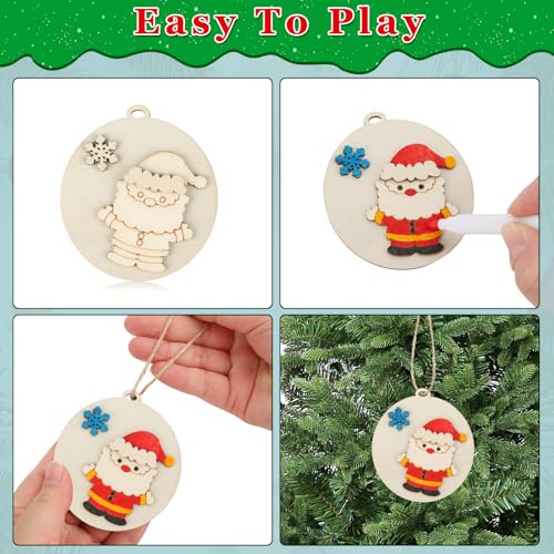 24 Pcs DIY Wooden Christmas Ornaments Painting Kit G32586