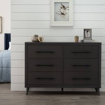 6 Drawer Double Dresser Gray N324