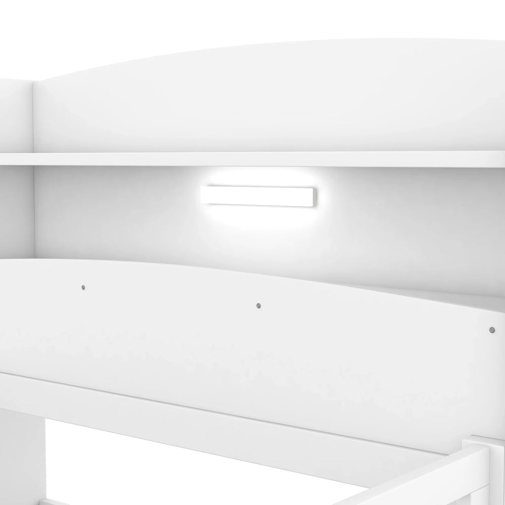 Twin Size Wood Platform Bed with Storage Headboard and Guardrail L757202