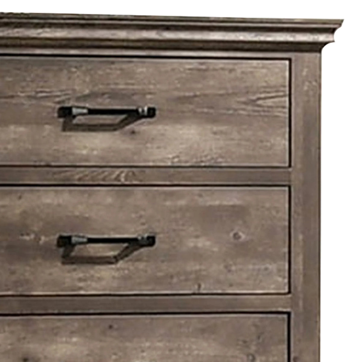 5 Gliding Drawers Rustic Gray Solid Wood Dresser Chest M6242