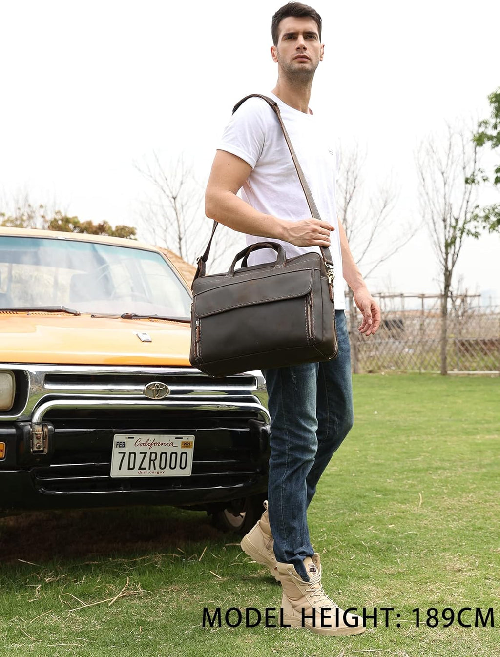 Vintage Genuine Leather 17 inch Laptop Briefcase E9803