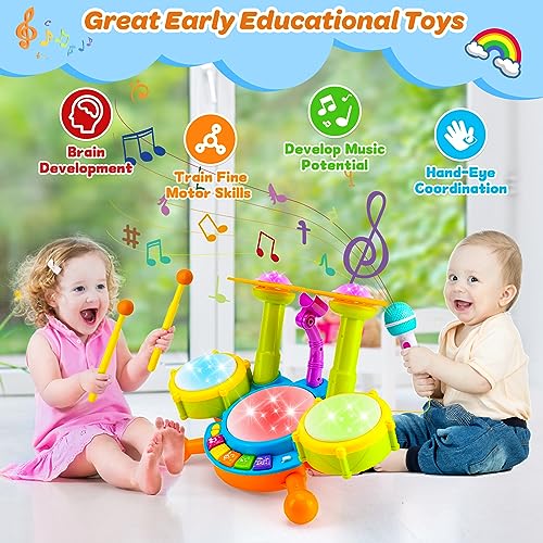 Kids Drum Set with Microphone U4094
